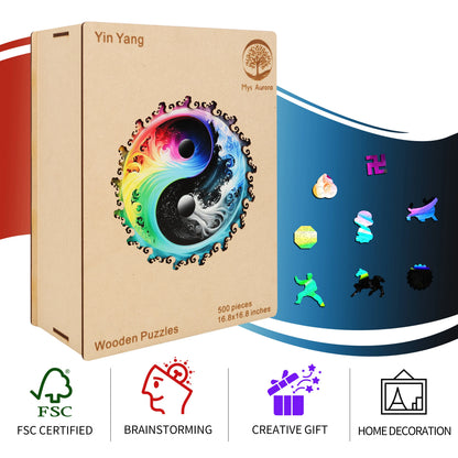 Yin Yang design wooden jigsaw puzzle for adults