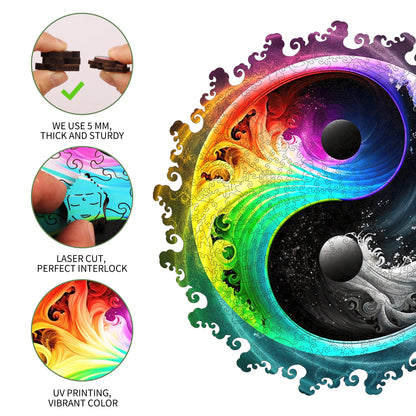 Whimsical wooden jigsaw puzzle – Yin Yang balance design