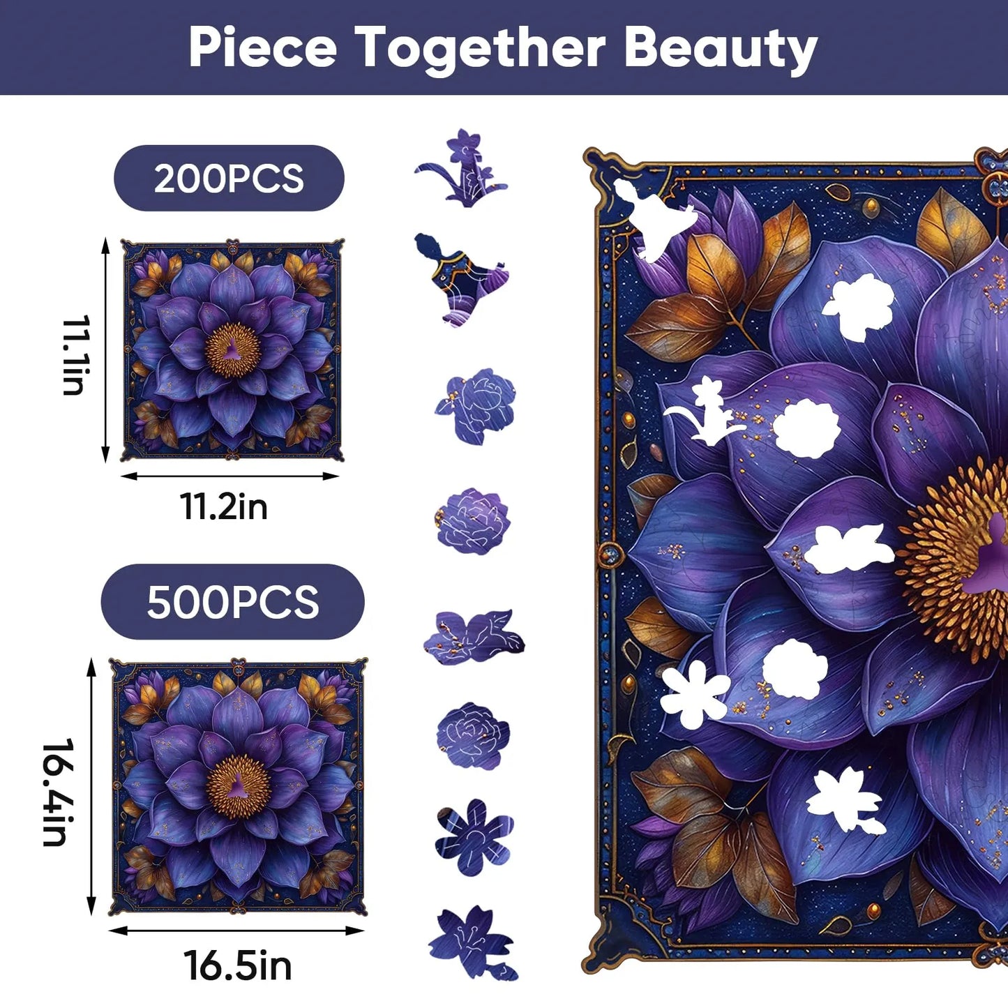 Lotus yoga wooden puzzle with laser-cut wood pieces